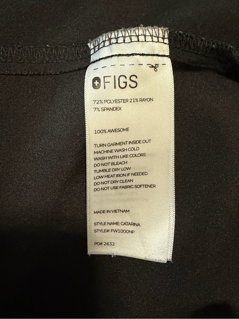 Figs Catarina short sleeve scrub top shirt black women’s medium petite - Picture 4 of 5